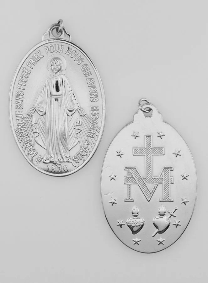 Zilverkleurige Wonderdadige Medaille - 33mm (pic 1)