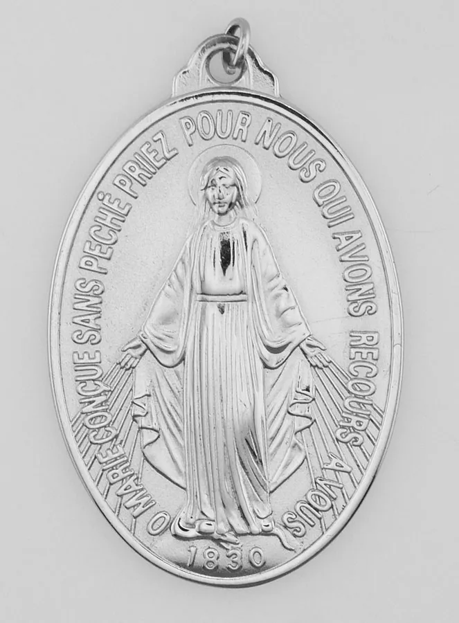 Zilverkleurige Wonderdadige Medaille - 33mm (pic 2)