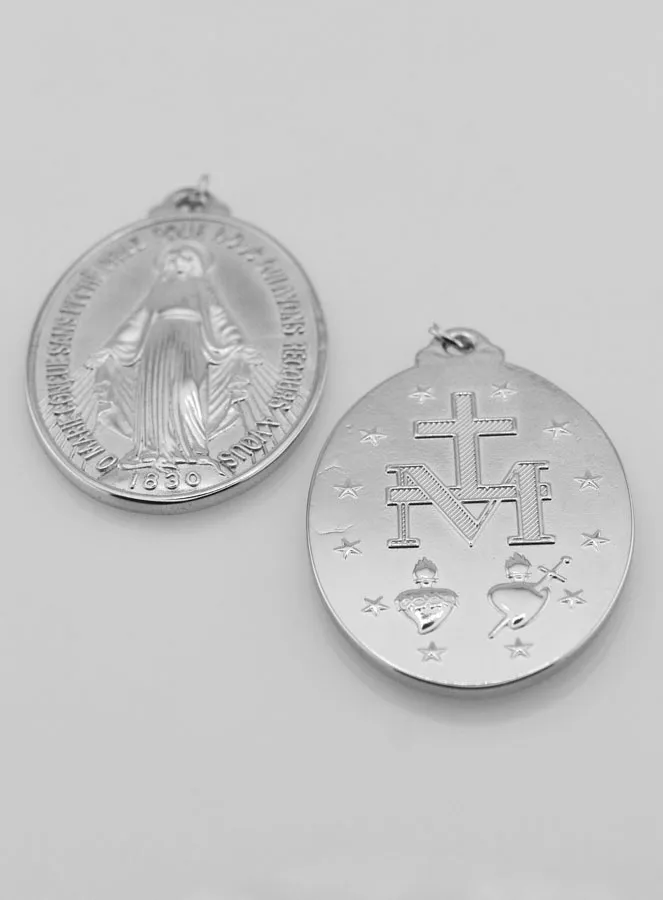 Zilverkleurige Wonderdadige Medaille - 33mm (pic 4)