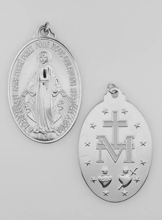 Zilverkleurige Wonderdadige Medaille - 40mm (pic 1)