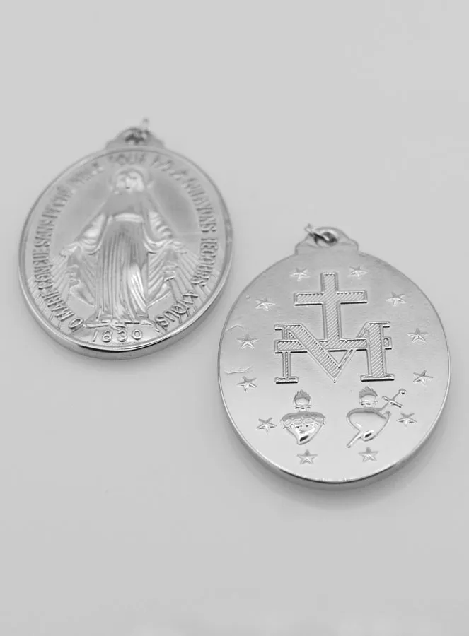 Zilverkleurige Wonderdadige Medaille - 40mm (pic 4)