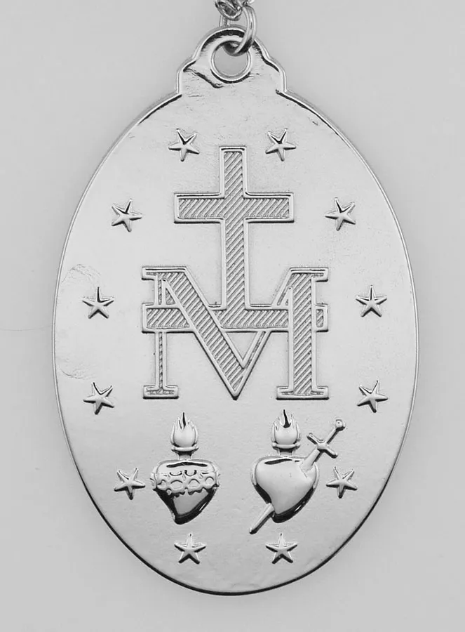 Zilverkleurige Wonderdadige Medaille met Ketting - 40mm (pic 3)