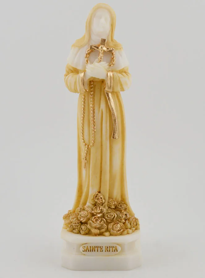 Beeld van de Heilige Rita van Beschilderd Albast - 12cm (pic 1)
