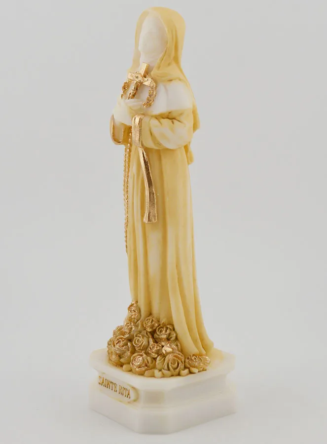 Beeld van de Heilige Rita van Beschilderd Albast - 12cm (pic 2)