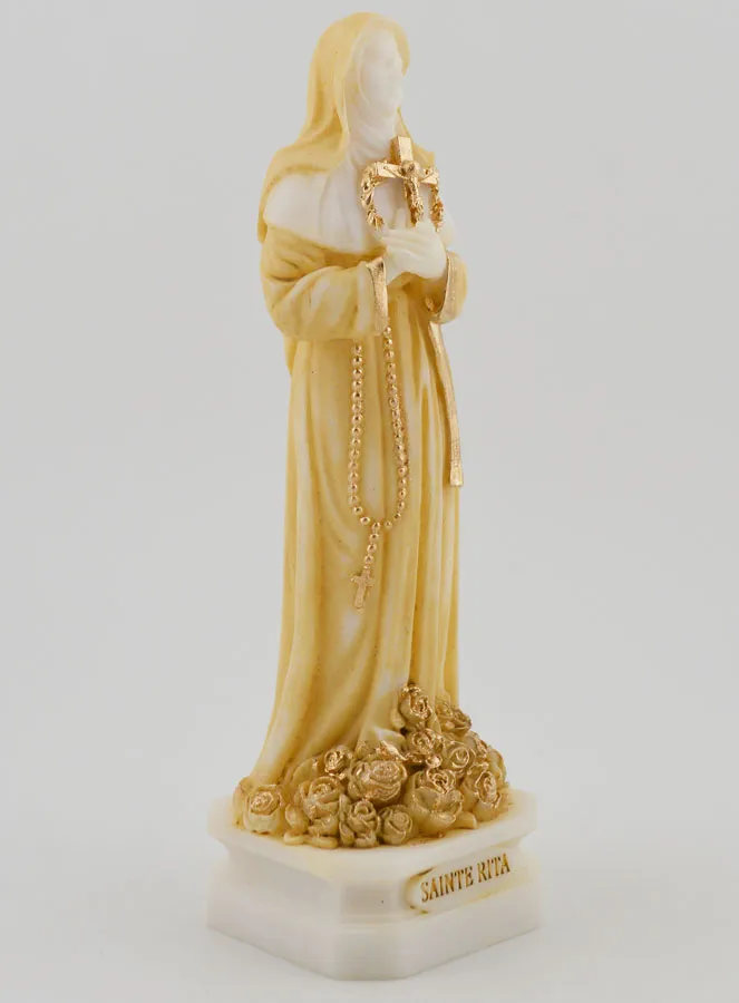 Beeld van de Heilige Rita van Beschilderd Albast - 12cm (pic 3)