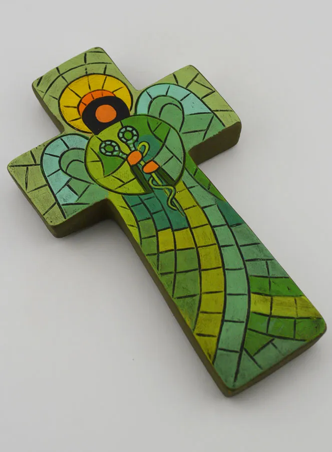 Kruis van Keramiek met Engel van Genezing - 15cm (pic 3)