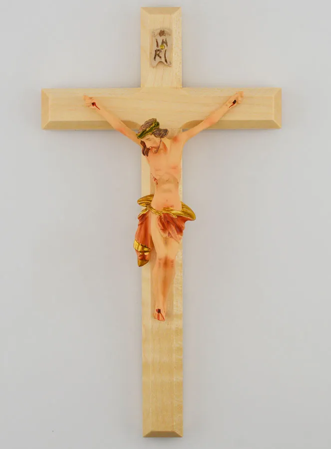 Kruisbeeld van Lindehout en Jezus met Rode Doek - 18cm (pic 1)