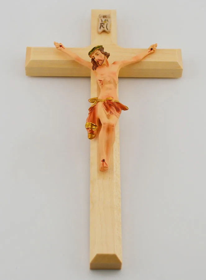 Kruisbeeld van Lindehout en Jezus met Rode Doek - 18cm (pic 2)