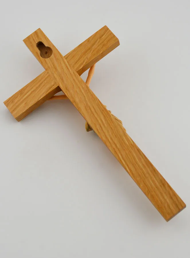 Kruisbeeld van Lindehout en Jezus met Blauwe Doek - 18cm (pic 4)