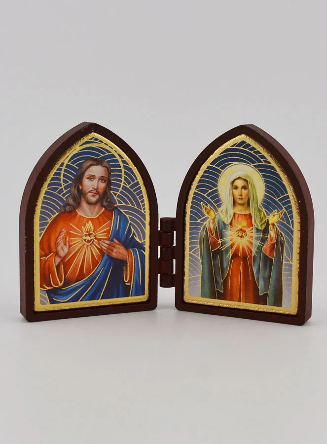 Klein Tweeluik Icoon - Heilige Harten van Jezus en Maria (pic 1)