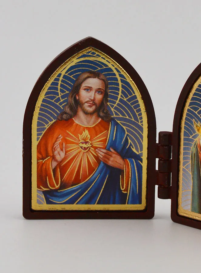 Klein Tweeluik Icoon - Heilige Harten van Jezus en Maria (pic 2)