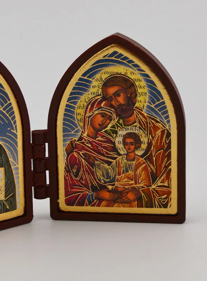 Mini Tweeluik Icoon - Christus Pantocrator en de Heilige Familie (pic 3)