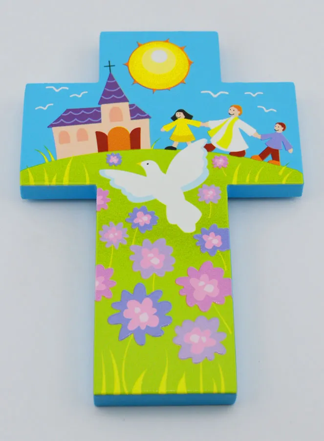 Houten Kruis Kind - Priester en Duif (pic 2)