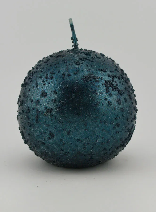 Decoratieve Kaars in Bolvorm met Glitter - Blauw-Groen (pic 1)