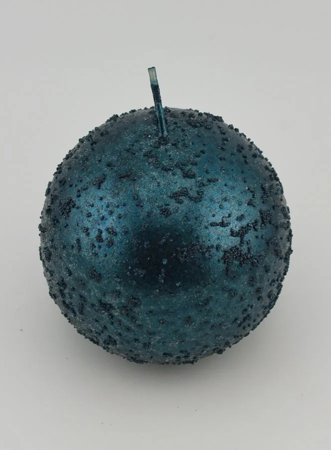 Decoratieve Kaars in Bolvorm met Glitter - Blauw-Groen (pic 2)