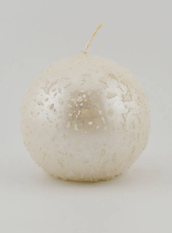 Decoratieve Kaars in Bolvorm met Glitters - Parel Wit (pic 1)