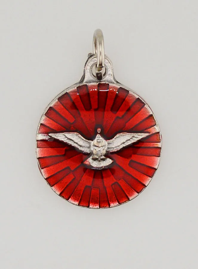 Medaillon van de Heilige Geest met Rood Emaille - 18mm (pic 1)