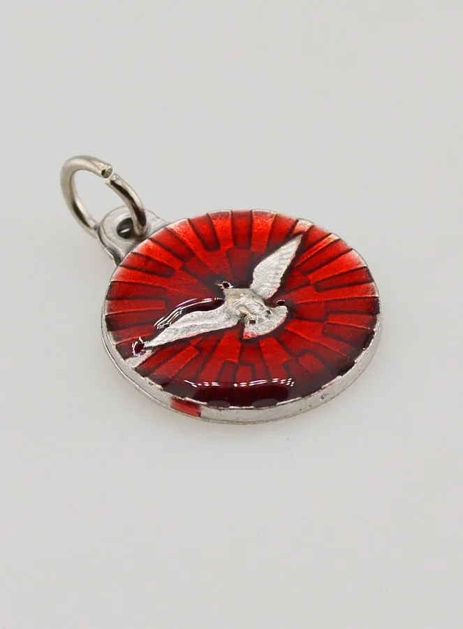 Medaillon van de Heilige Geest met Rood Emaille - 18mm (pic 3)