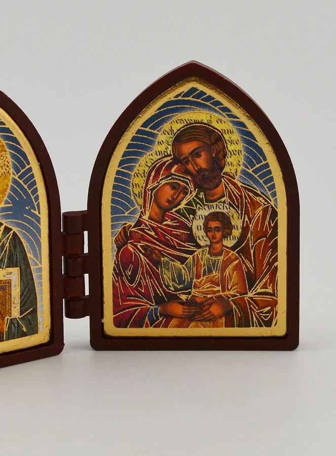 Klein Tweeluik Icoon - Christus Pantocrator en de Heilige Familie (pic 3)