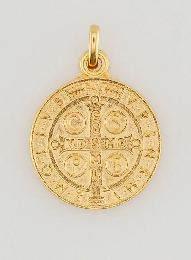 Vergulde Medaille van Heilige Benedictus - 18mm (pic 1)