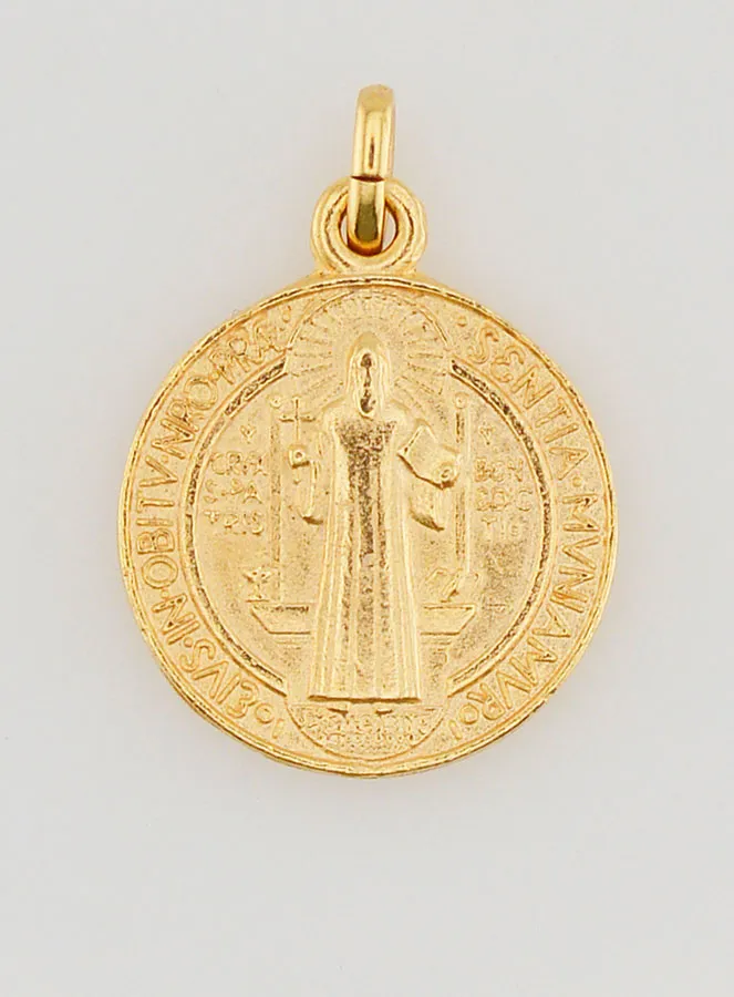 Vergulde Medaille van Heilige Benedictus - 18mm (pic 2)