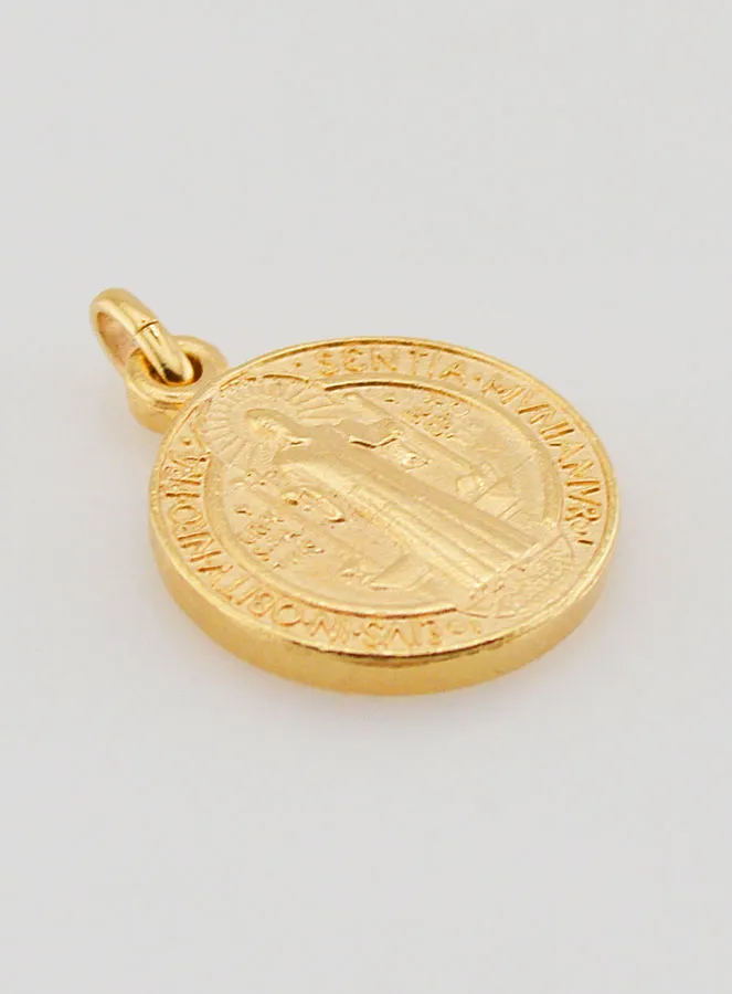 Vergulde Medaille van Heilige Benedictus - 18mm (pic 3)