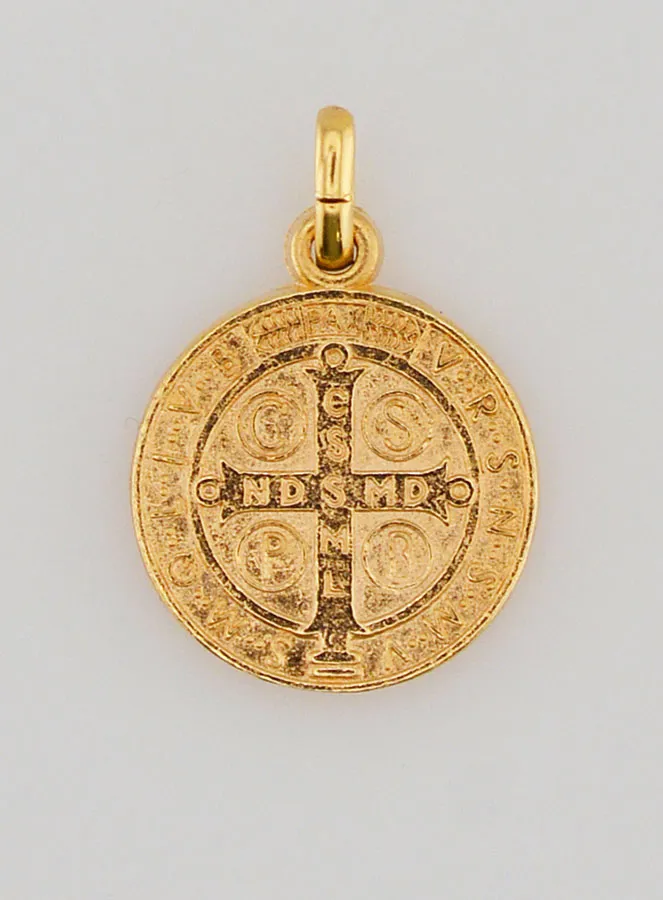Vergulde Medaille van Sint-Benedictus - 15mm (pic 2)