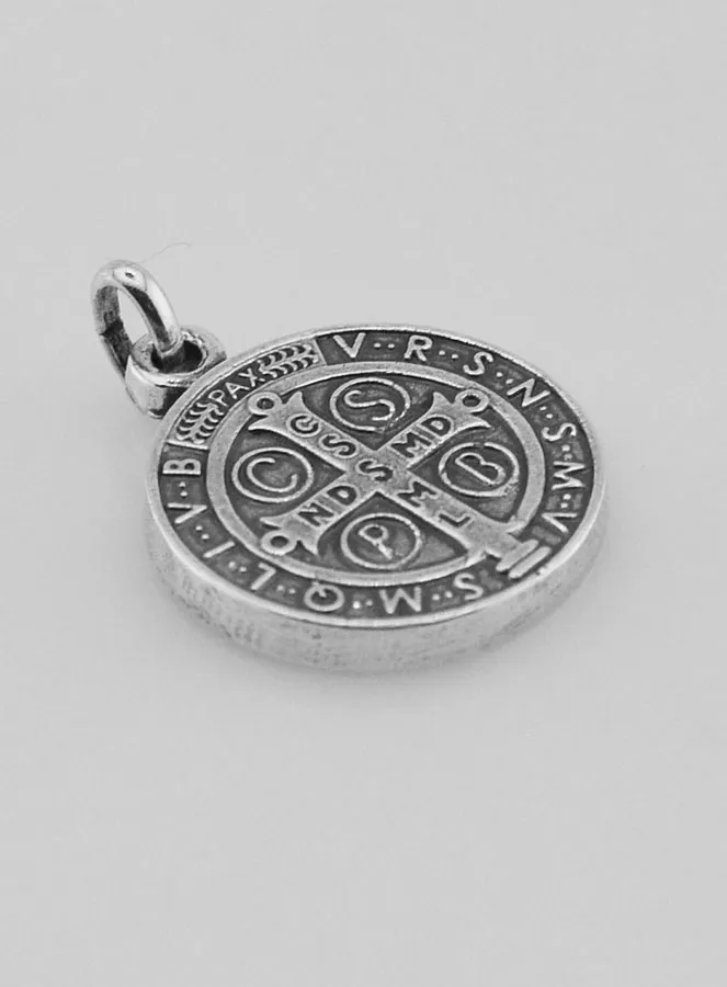 Verzilverde Medaille van Sint-Benedictus - 18mm (pic 4)