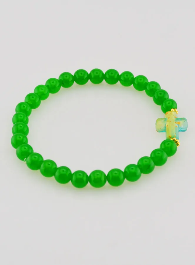 Religieuze armband met Kruis en Groene Jade (pic 2)