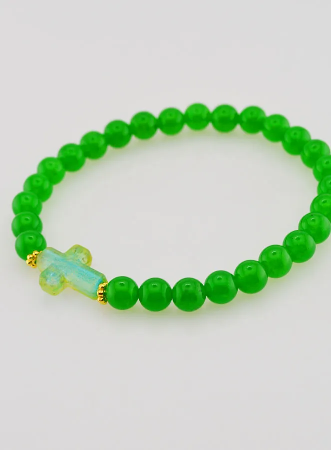 Religieuze armband met Kruis en Groene Jade (pic 4)
