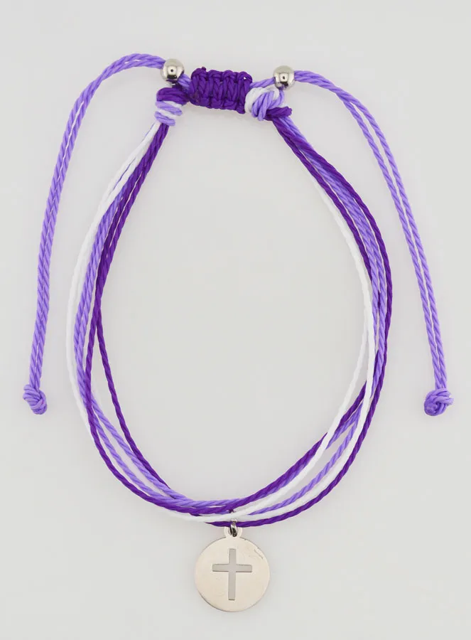 Armband met Kruis - Paars (pic 1)