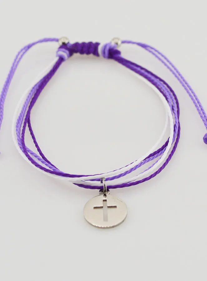 Armband met Kruis - Paars (pic 2)