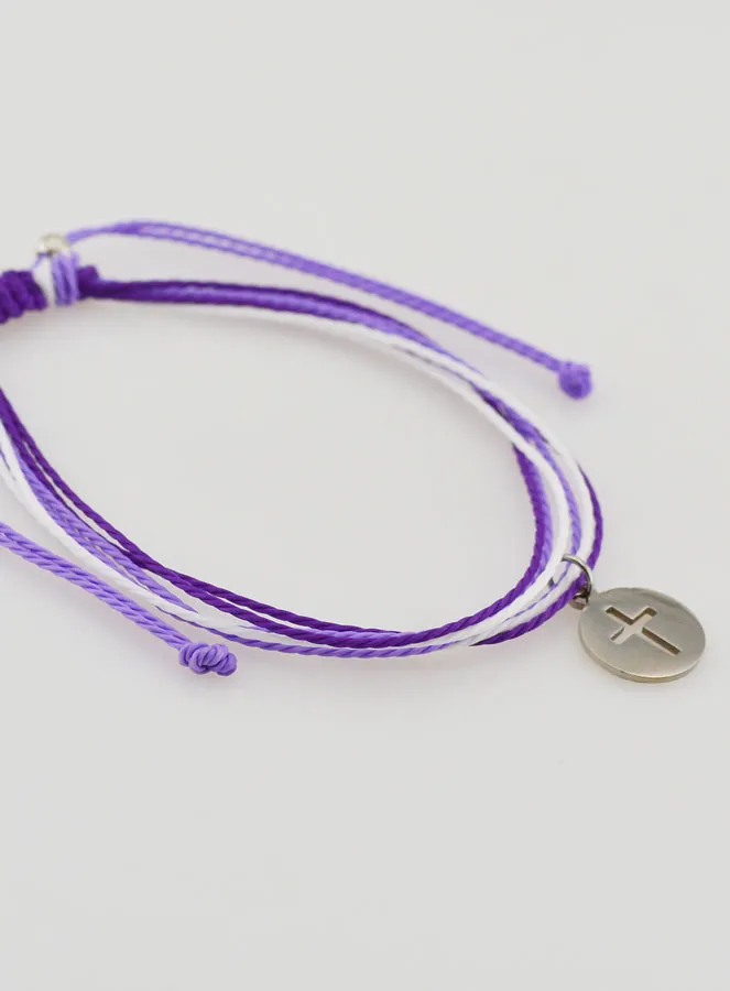 Armband met Kruis - Paars (pic 3)