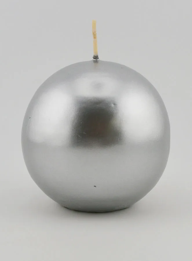 Decoratieve Bolkaars 8cm - Zilver (pic 1)