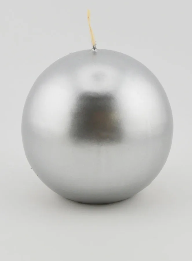 Kaars Kerstbal 8cm - Zilver (pic 1)