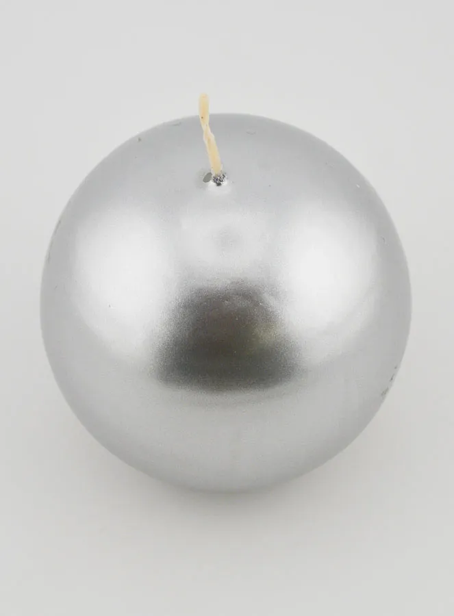 Kaars Kerstbal 8cm - Zilver (pic 2)