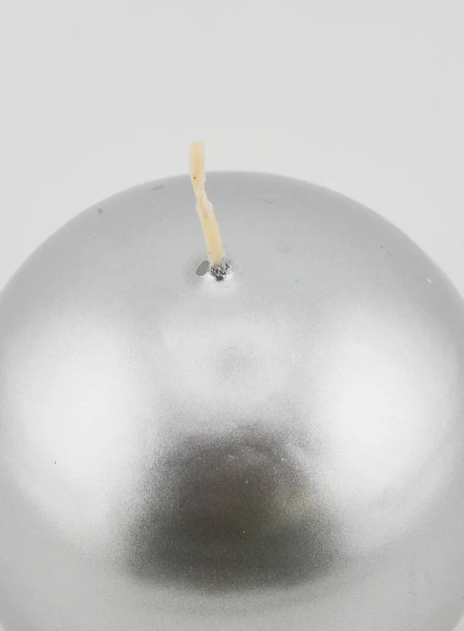 Kaars Kerstbal 8cm - Zilver (pic 4)