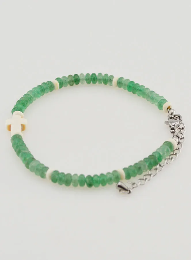 Armband met Kruis en Groene Stenen (pic 2)