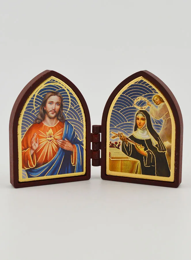 Klein Tweeluik Icoon - Heilig Hart van Jezus en Sint Rita (pic 1)