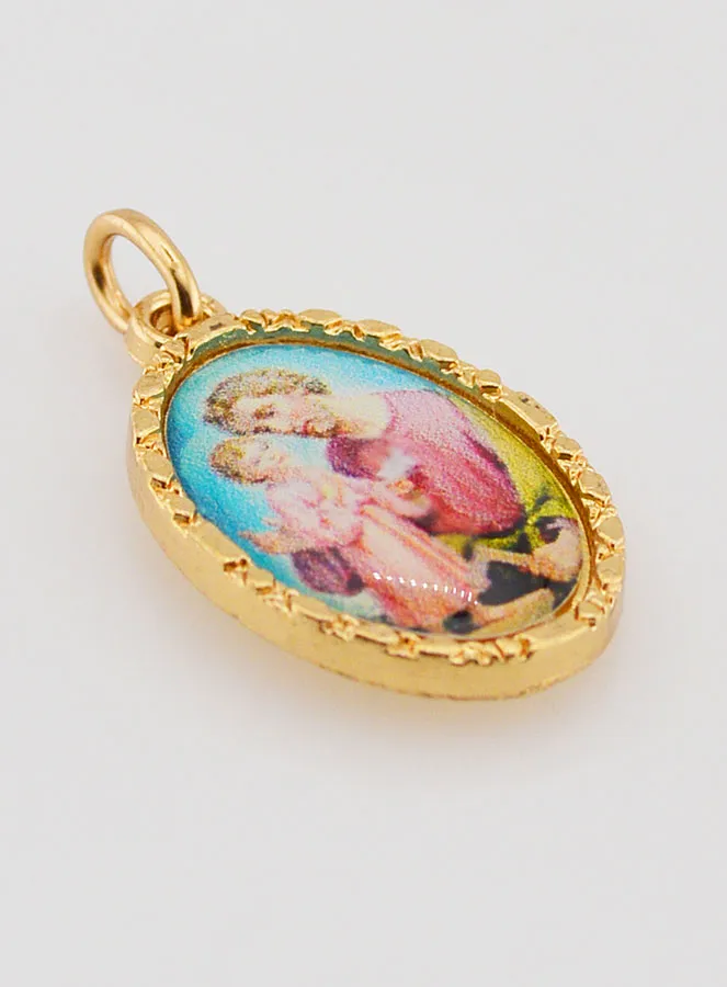 Medaillon met Gedraaide Rand 25mm - Heilige Jozef (pic 3)