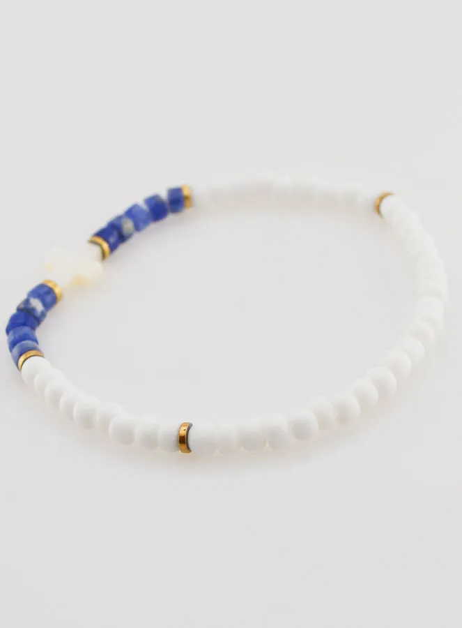 Religieuze Armband van Steen en Parelmoer - Blauw (pic 4)