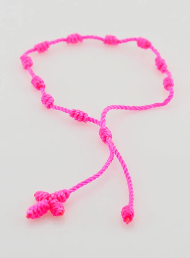 Tientje Armband met Neonroze Koord (pic 2)