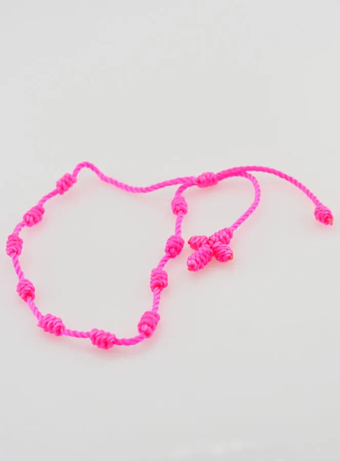 Tientje Armband met Neonroze Koord (pic 3)