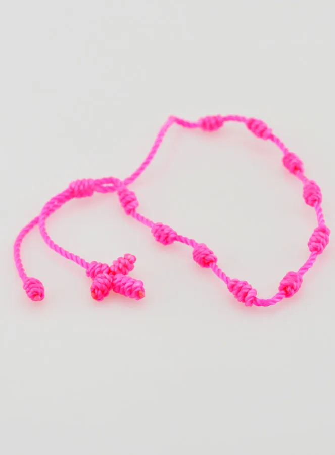 Tientje Armband met Neonroze Koord (pic 4)