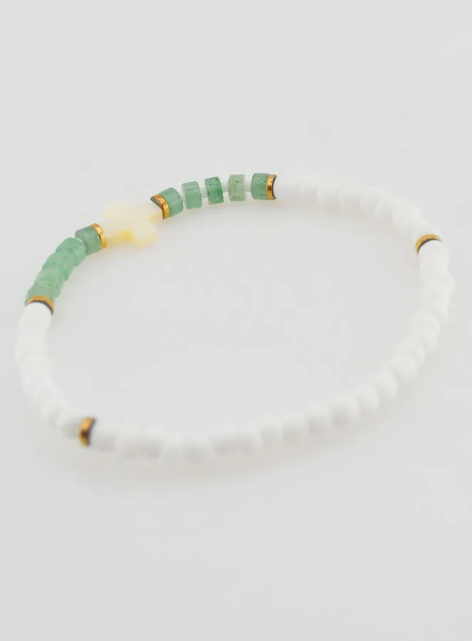 Religieuze Armband van Steen en Parelmoer - Groen (pic 4)