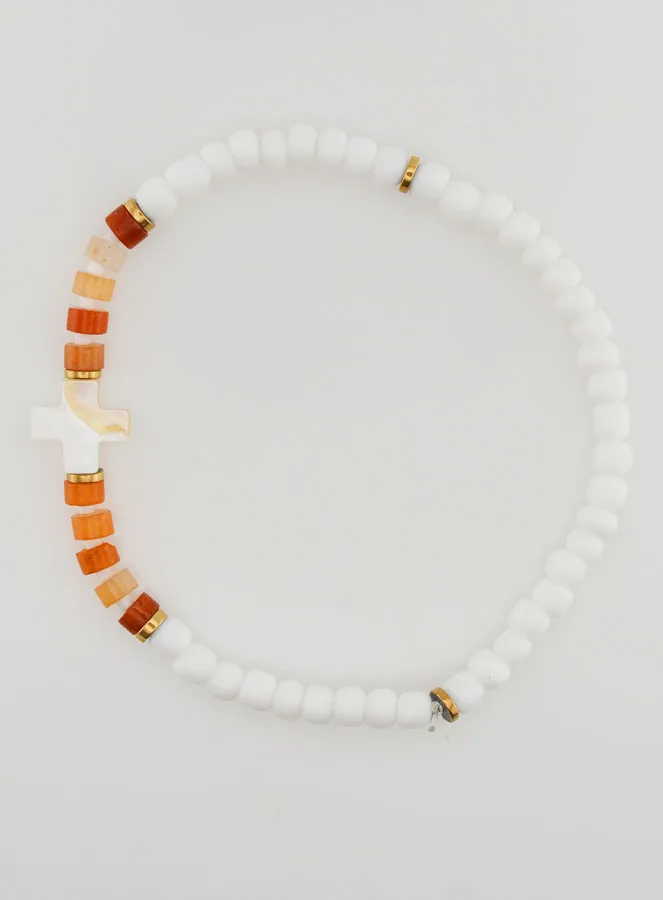 Religieuze Armband van Steen en Parelmoer - Bruin (pic 1)