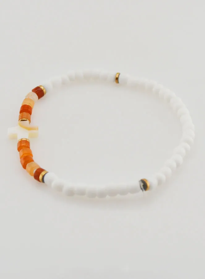 Religieuze Armband van Steen en Parelmoer - Bruin (pic 2)