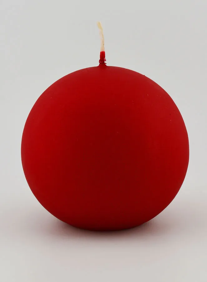 Kaars Kerstbal 8cm - Fluweel Rood (pic 1)