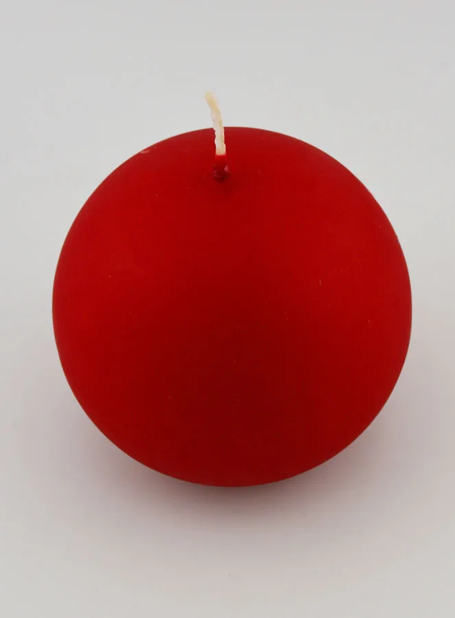 Kaars Kerstbal 8cm - Fluweel Rood (pic 2)