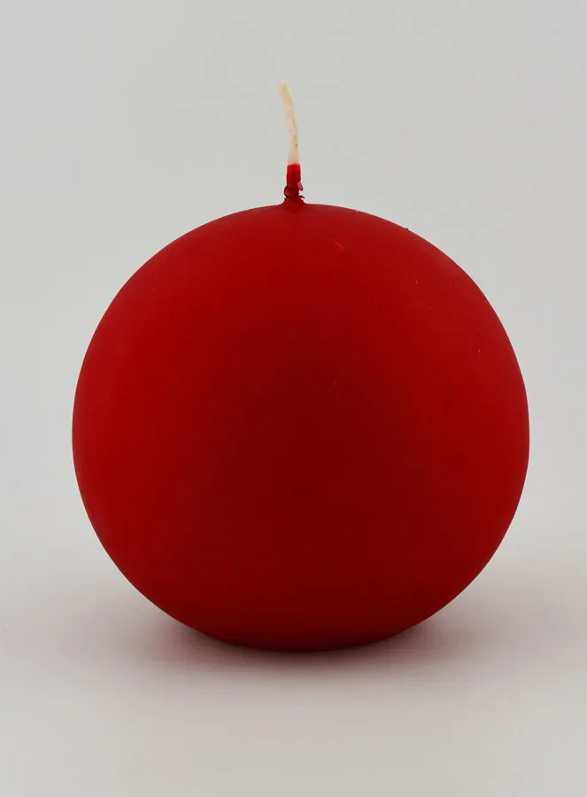 Decoratieve Kaars in Bolvorm - Mat Rood (pic 1)